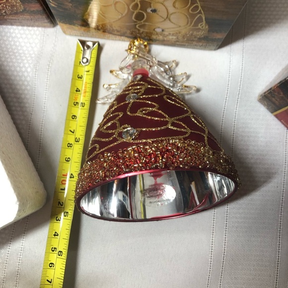 Glass ANGELS Christmas tree ornaments. Costco. 2 red. One gold. One silver. 4.5” - Picture 2 of 7